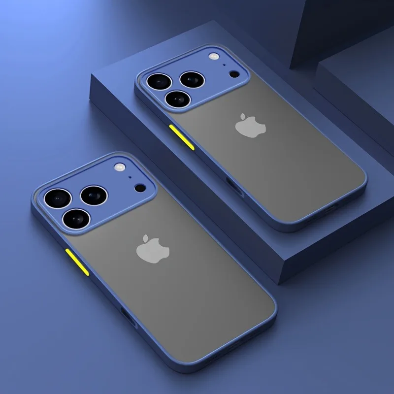 (iphone 17 Pro Azul) Funda Transparente Tipo Armadura Para Iphone Con Marco A Prueba De Golpes.