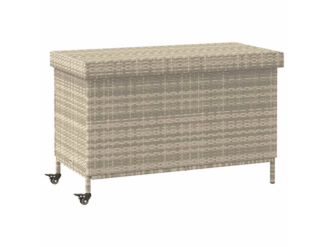 Caja de almacenaje con ruedas, mimbre, gris claro, MAISON EXCLUSIVE (110 x 55 x 73 cm)