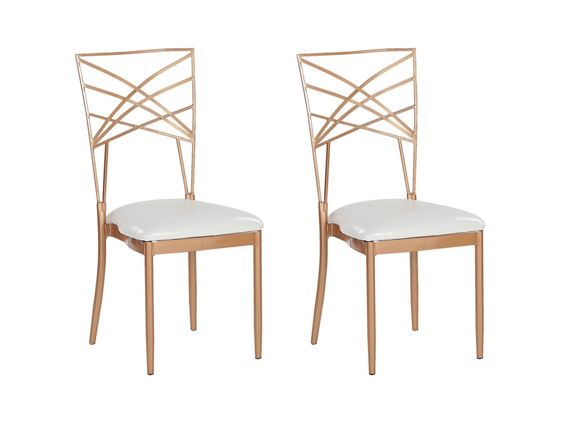 Conjunto de 2 cadeiras BELIANI Girard de Metal Rosa-dourado 41x42x91