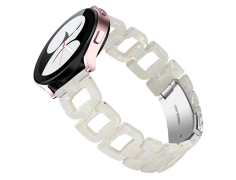 Correa de acero inoxidable hebilla forma de D para Samsung Galaxy Watch4 Active 40mm/44mm/Watch4 Classic 42mm/46mm/Watch 5 40mm/44mm - blanco fluor...