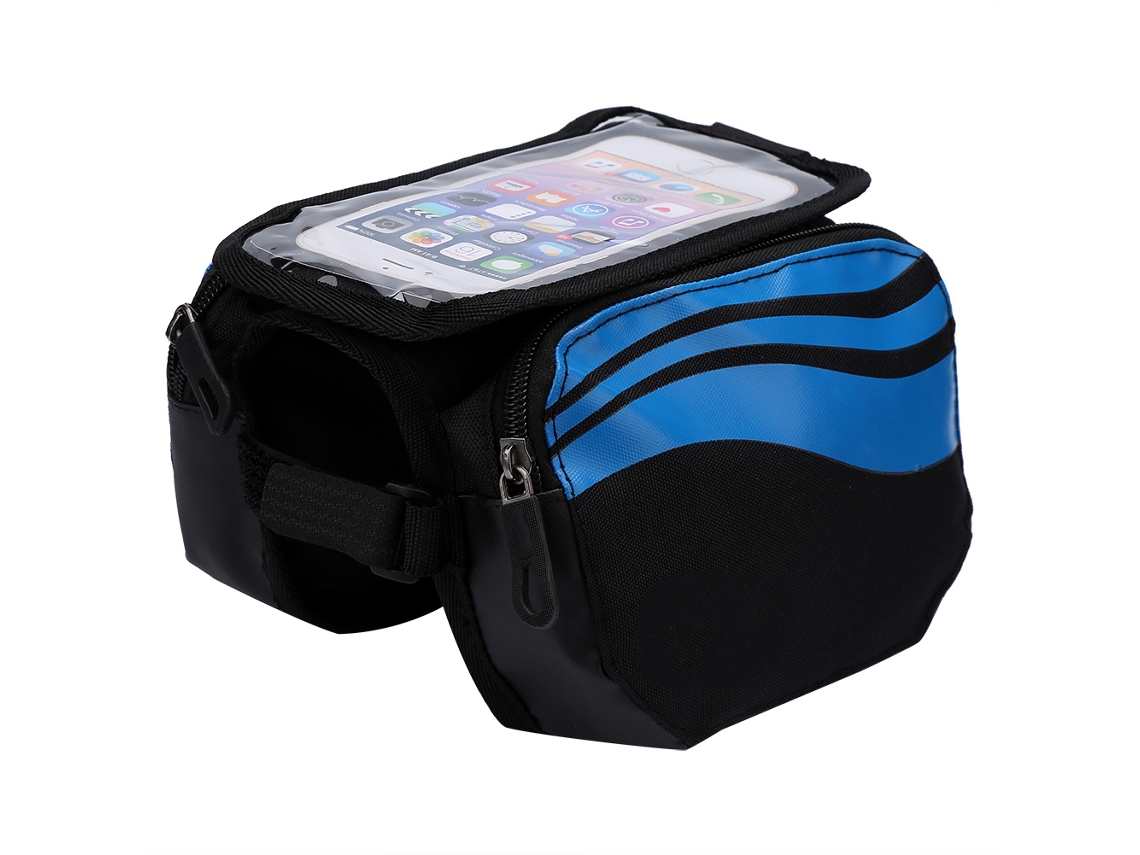 2026-bolsa Del Tubo Delantero De Bicicleta Para Teléfono Móvil Con Pantalla Táctil Azul Bicicleta Marco Portaequipajes Doble Funda
