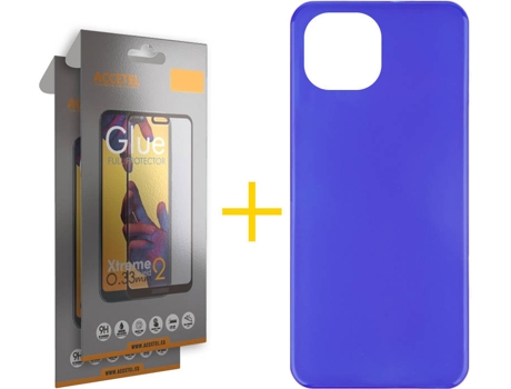 Kit Funda + 2 Protectores de Pantalla Apple iPhone 13 ACCETEL Liso Azul