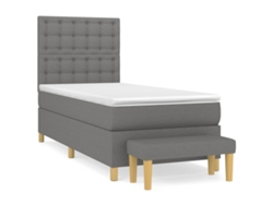 Maison Exclusive - Cama Box Spring Con Colchón Tela Gris Oscuro 90x190 Cm