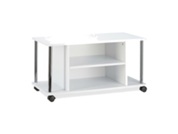 Relaxdays Mueble Para Tv Con Ruedas, Madera-acero Inoxidable, Blanco, 41.5 X 80 X 40 Cm