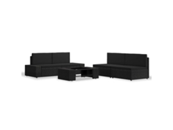 5 Piezas Conjunto Lounge Para Jardim Vime Pe Preto Dkd Decoración Del Hogar