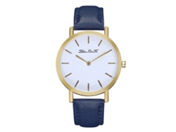 Reloj De Cuarzo Unisex Com Pulseira De Pu, Mostrador Redondo, Casual E Simples Para Homens E Mulheres (azul)