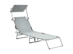 Tumbo plegable con respaldo ajustable y toldo Beliani Foligno de acero gris 58x201x80