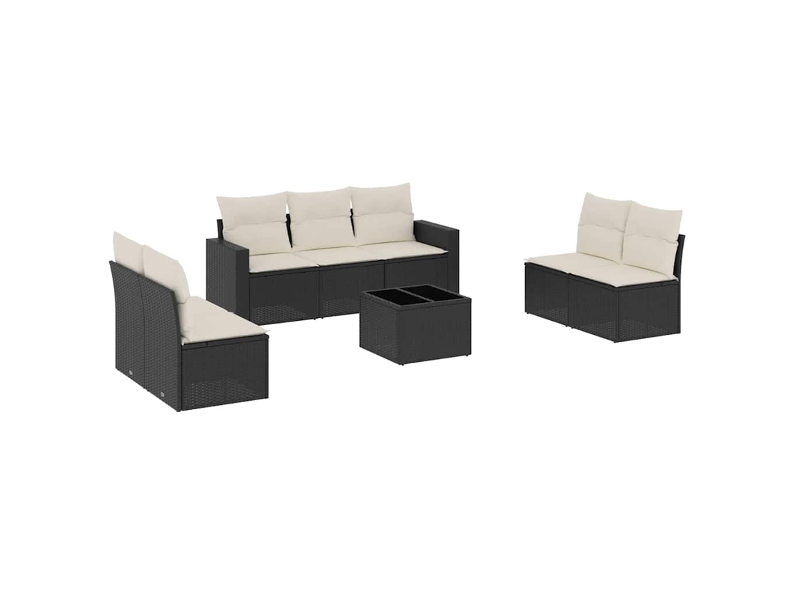 Maison Exclusive - Conjunto de sofá de jardín de 8 piezas con cojines, mimbre, negro