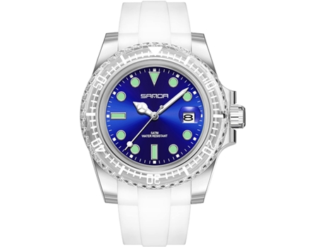 VEANXIN Relojes para Fecha Giratoria Reloj de Silicona Reloj de Pulsera Impermeable-blanco azul
