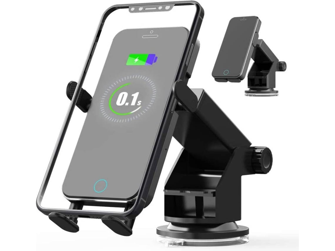 Cargador Carro Sem Qi Fast Charging Auto Clamping Car Mount Windshield Dash Air Vent YIZHOOD Negro