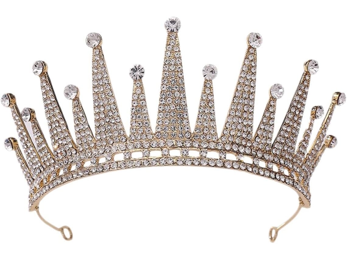 Coroa De Noivado Ciieeo Em Liga Metálica Leve Com Strass Dourados, Design Elegante E Portátil Para Noivados.