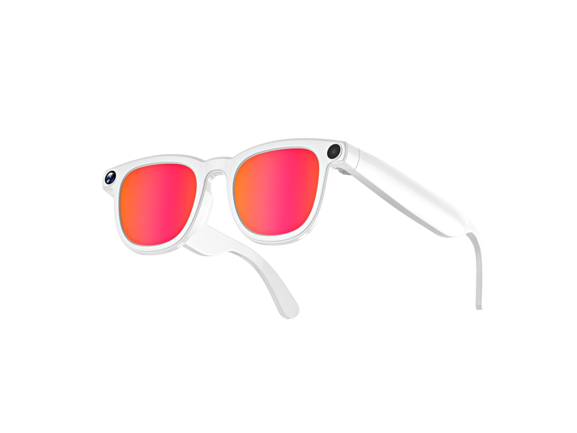 Gafas Inteligentes Con Cámara 12mp Full Hd | Traducción Por Imagen, Grabación Y Llamadas (montura Blanco-rosa 2 Pares De Lentes)