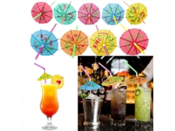 Pajitas de plástico, pajitas tipo paraguas para fiesta hawaiana Luau, Rosewell