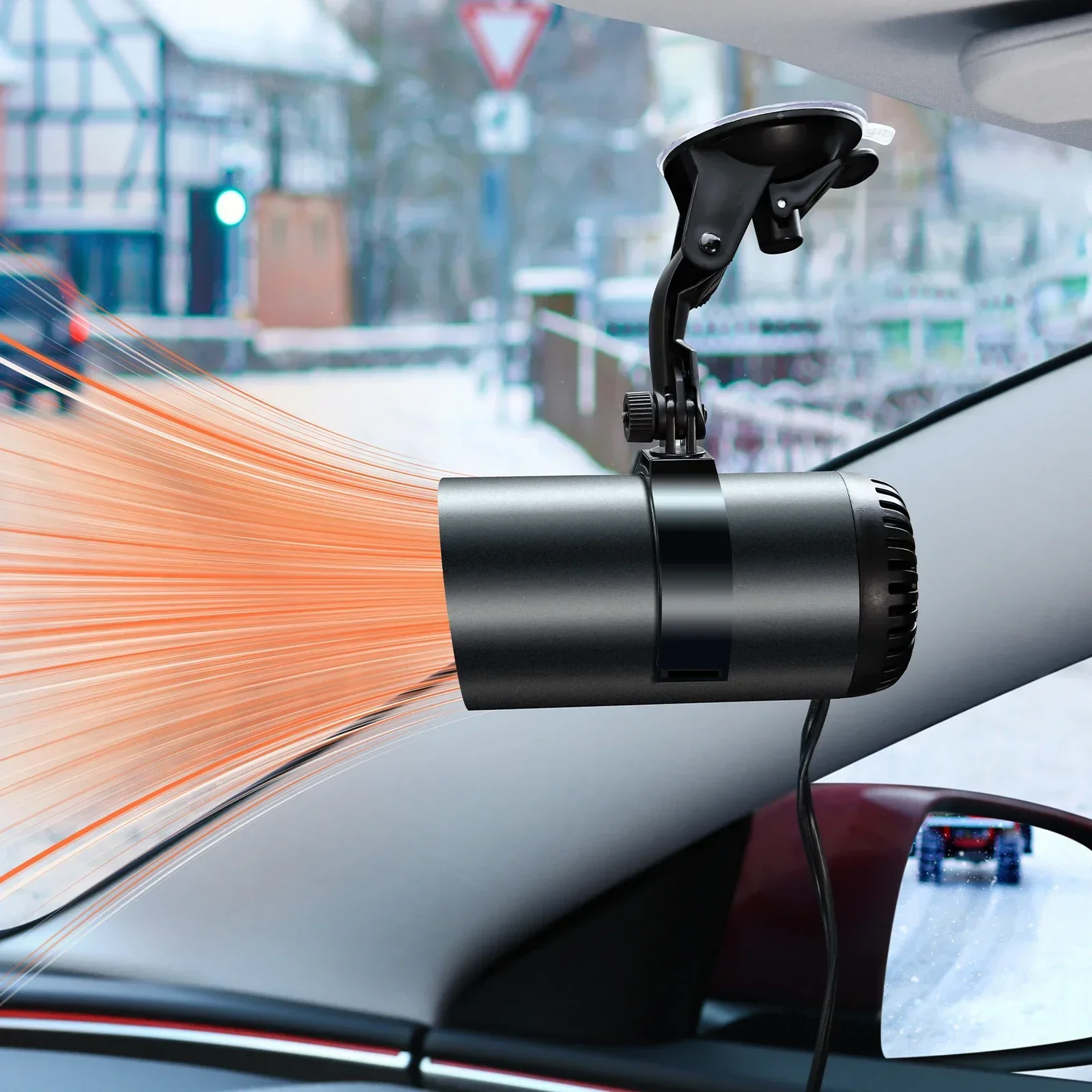 (12v Con Ventosa) Calefactor Para Coche Con Ventosa, Descongelador De Parabrisas, Desempañador, Calefacción Y Refrigeración 360°.