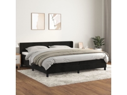 Cama Box Spring Con Colchón Terciopelo Negro 200x200 Cm