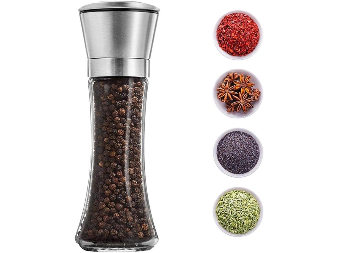 Tarro de especias Natures Oven-Dried, diseño elegante, apto para usar en la cocina y la mesa, tapa de acero inoxidable que mantiene las especias frescas.