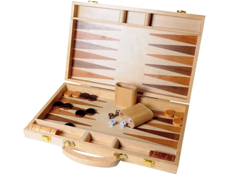 Backgammon de búfalo con incrustaciones de madera 38,1 cm