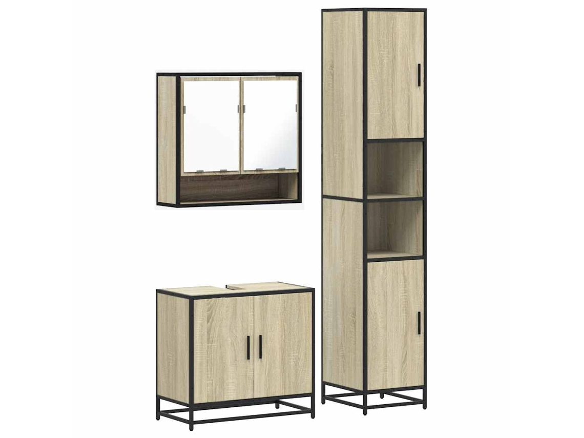 Conjunto 3 De Muebles De Baño VIDAXL Marrón Madera contrachapada