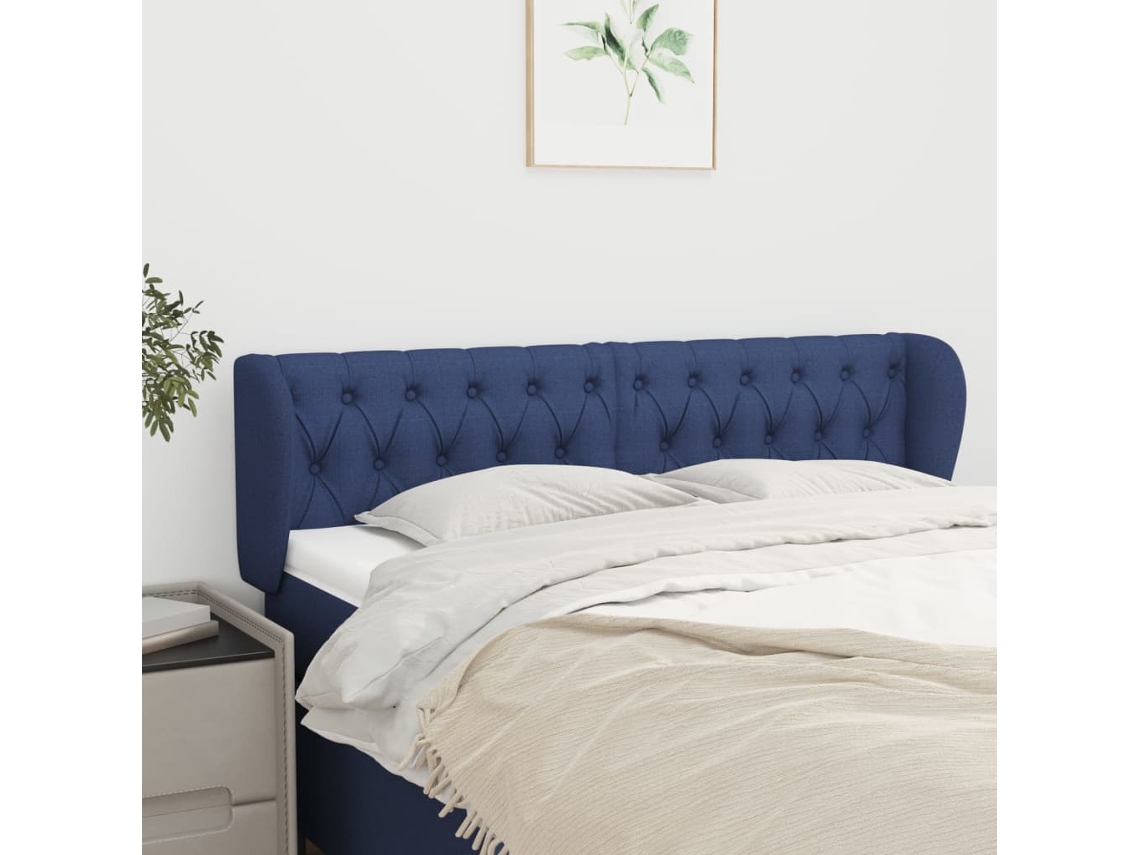 Cabecero De Tela Azul 147x23x78/88 Cm