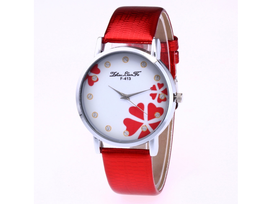 Reloj De Pulsera Analógico De Cuarzo Para Mujer Con Correa De Pu - Corazón Sencillo Y Bonito (rojo)