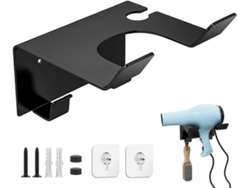 Soporte de pared para secador de pelo, organizador de cabello de acero inoxidable para hotel y baño GOKOCO