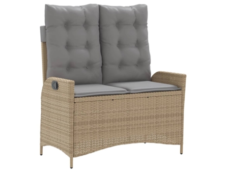 Sillón reclinable de jardín VIDAXL con cojines ratán sintético beige