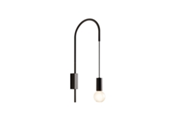 Lámpara de pared Zafferano Filo, giratoria 200°, metal pintado, bombilla E27 de máx. 60 W incluida, altura 61 cm - Negra