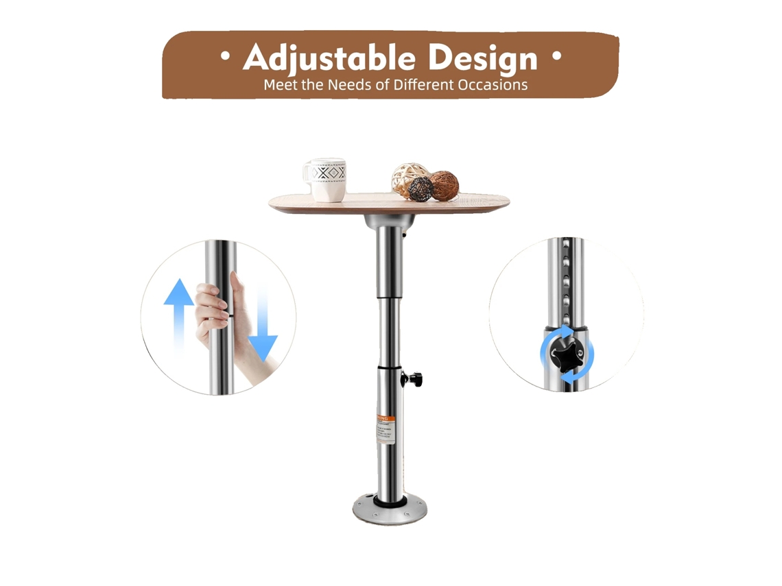 Pedestal de mesa ajustable, altura máxima 72 cm, diámetro del tubo exterior 6 cm, diámetro de la base superior 17,4 cm, diámetro de la base inferior 17,5 cm