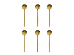 Juego de 6 cucharas pequeñas de acero inoxidable, color negro y dorado MDUG (dorado)