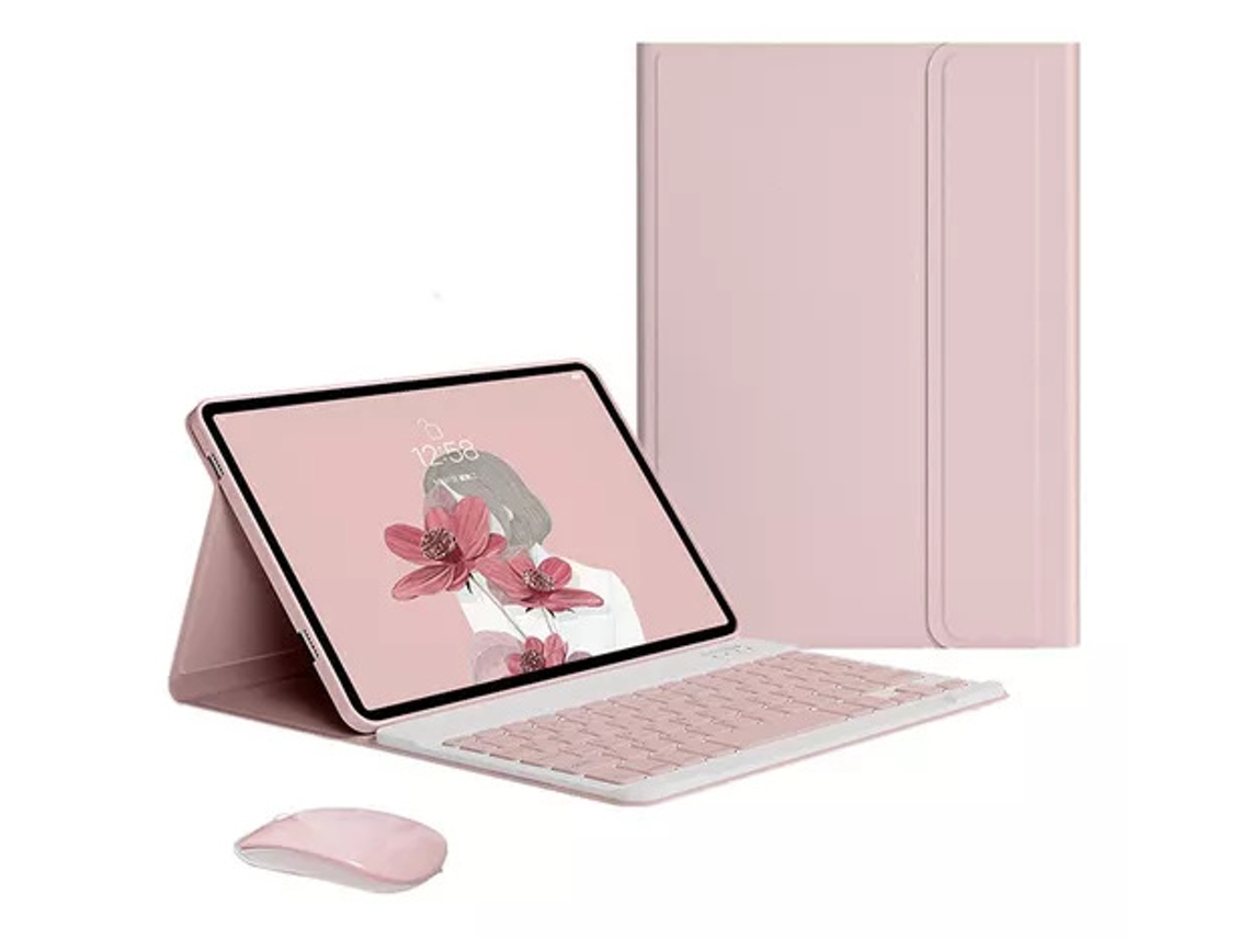 Funda con teclado Bluetooth Fwinl para Honor X9 11 2024 (teclado y ratón Bluetooth, rosa portugués)