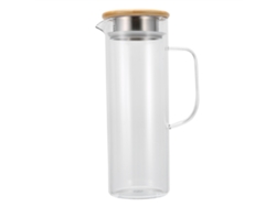 MEOIRUERY Botella de Agua Fría 1100 ML, Jarra Transparente para Agua Fría, Jarro para Zumo con Tapa de Bambú para Uso Doméstico