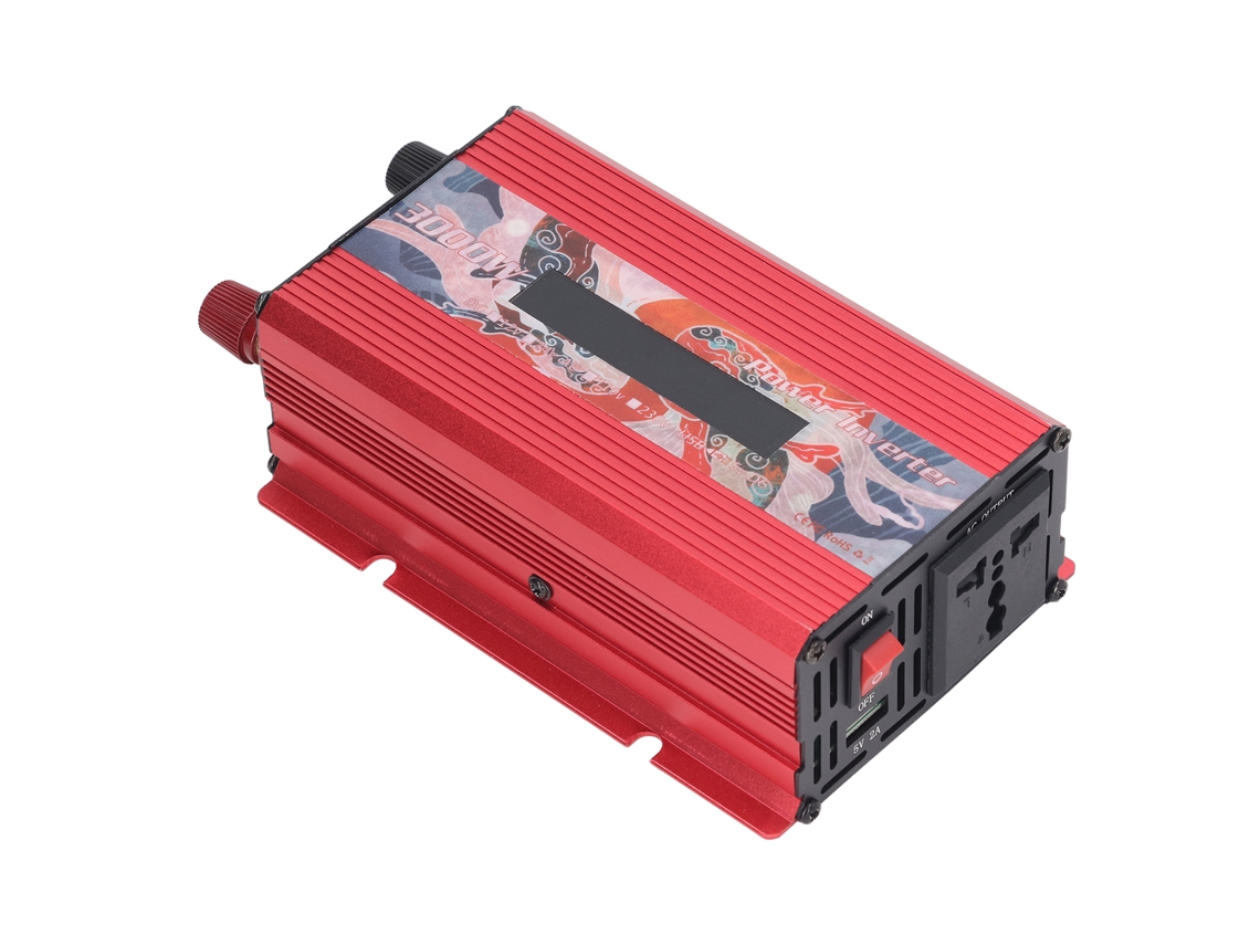 Inversor Dc A Ac De 3000w Onda Senoidal Modificada Con Pantalla Lcd Puerto Usb 2.0 Ventilador Dc24v Rojo