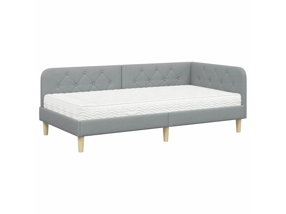 Maison Exclusive - Estructura De Cama En Esquina Gris Claro 90 X 190 Cm Tela