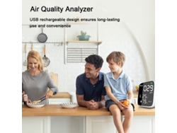 Detector Portátil De Pm2.5 Con Termohigrómetro Recargable Por Usb Para La Calidad Del Aire Interior.