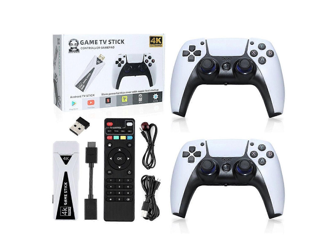 Consolas De Videojuegos 4k Game Stick 64g 10000 Juegos Retro 2x Controladores Inalámbricos