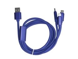 Cable De Carga Rápida Trenzado De Nailon 3 En 1 Para Puertos Ios/type C/micro Usb Azul