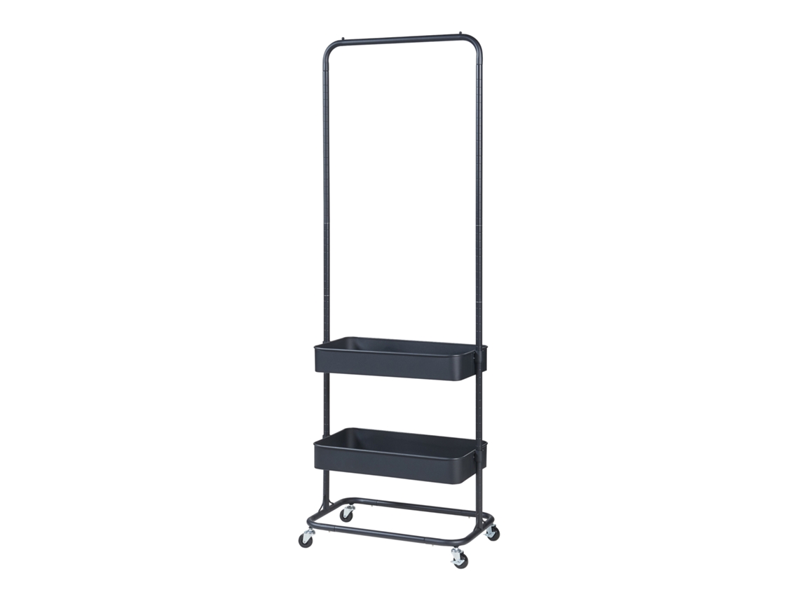 Perchero burro Kumad con ruedas 2 cajas metal 175x58x36cm - Negro [EN.CASA]
