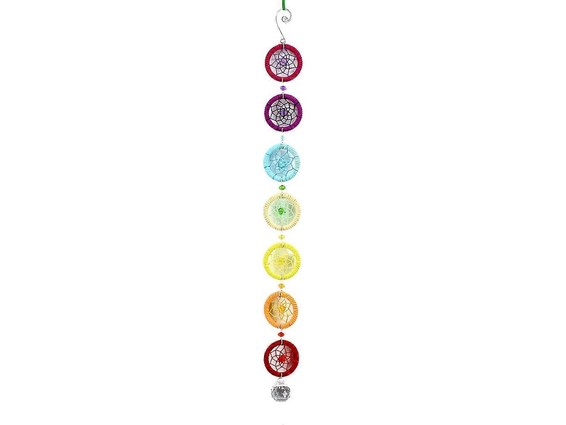 Atrapasueños Chakra con prismas de cristal de 40 mm, ideal para candelabros, hecho a mano, arcoíris, Feng Shui, para pared o coche.