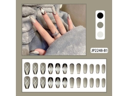 Aplica Uñas Postizas De Arte De Ballet Diy Con Diamantes Blancos Y Negros Para Fiestas Y Regalos.