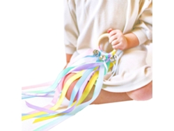 Pipa De Mão Com Fitas Coloridas Anel De Madeira Sino Brinquedo Sensorial Educativo