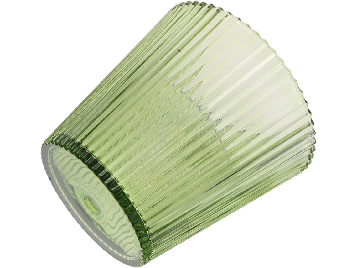 Lámpara De Escritorio Colgante De Repuesto, Pequeña, Cónica, De Cristal Acanalado Con Rayas Verdes, De 13 Cm X 12 Cm.