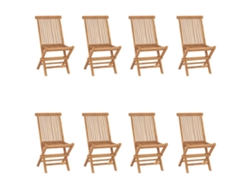 Sillas de jardín plegables de madera maciza de teca DKD Home Decor, 8 piezas