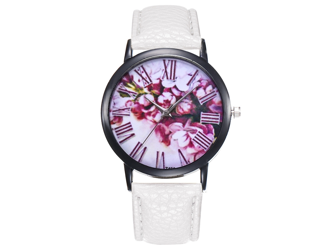 Reloj De Pulsera Analógico Para Mujer Con Correa De Piel Sintética Y Movimiento De Cuarzo Ultrafino (blanco).