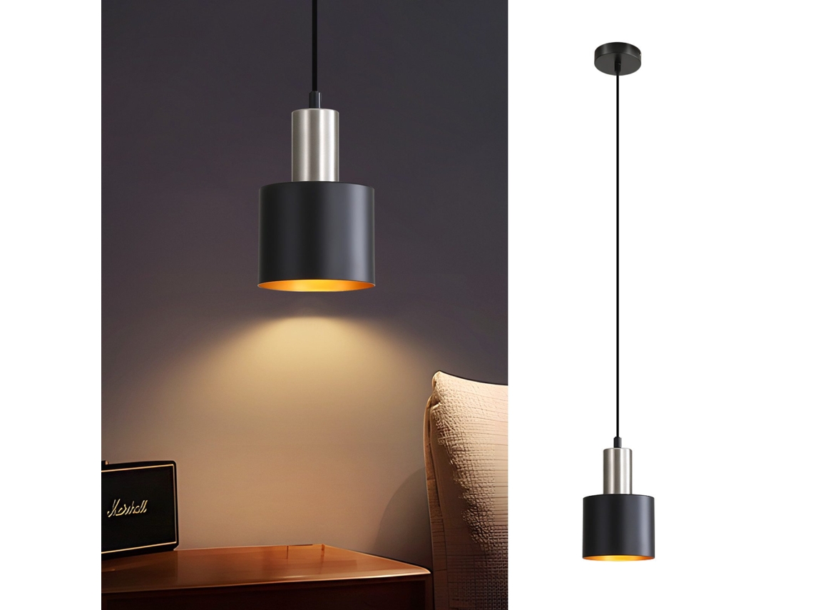 Lámpara colgante para mesa de comedor, E27, color negro, retro, ajustable en altura, para mesita de noche, Nettlife