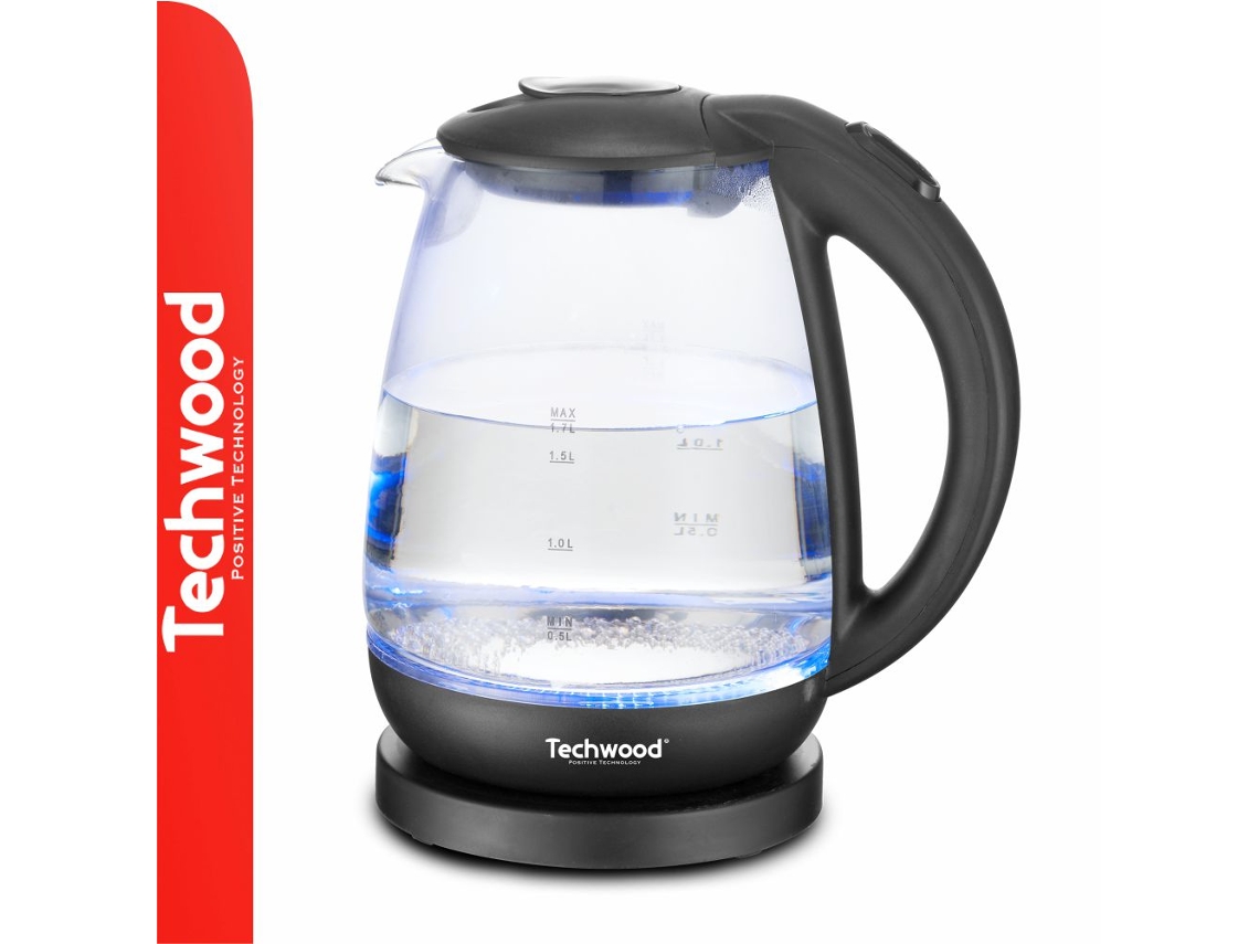 Hervidor de agua eléctrico negro Techwood de 2200 W y 1,7 l