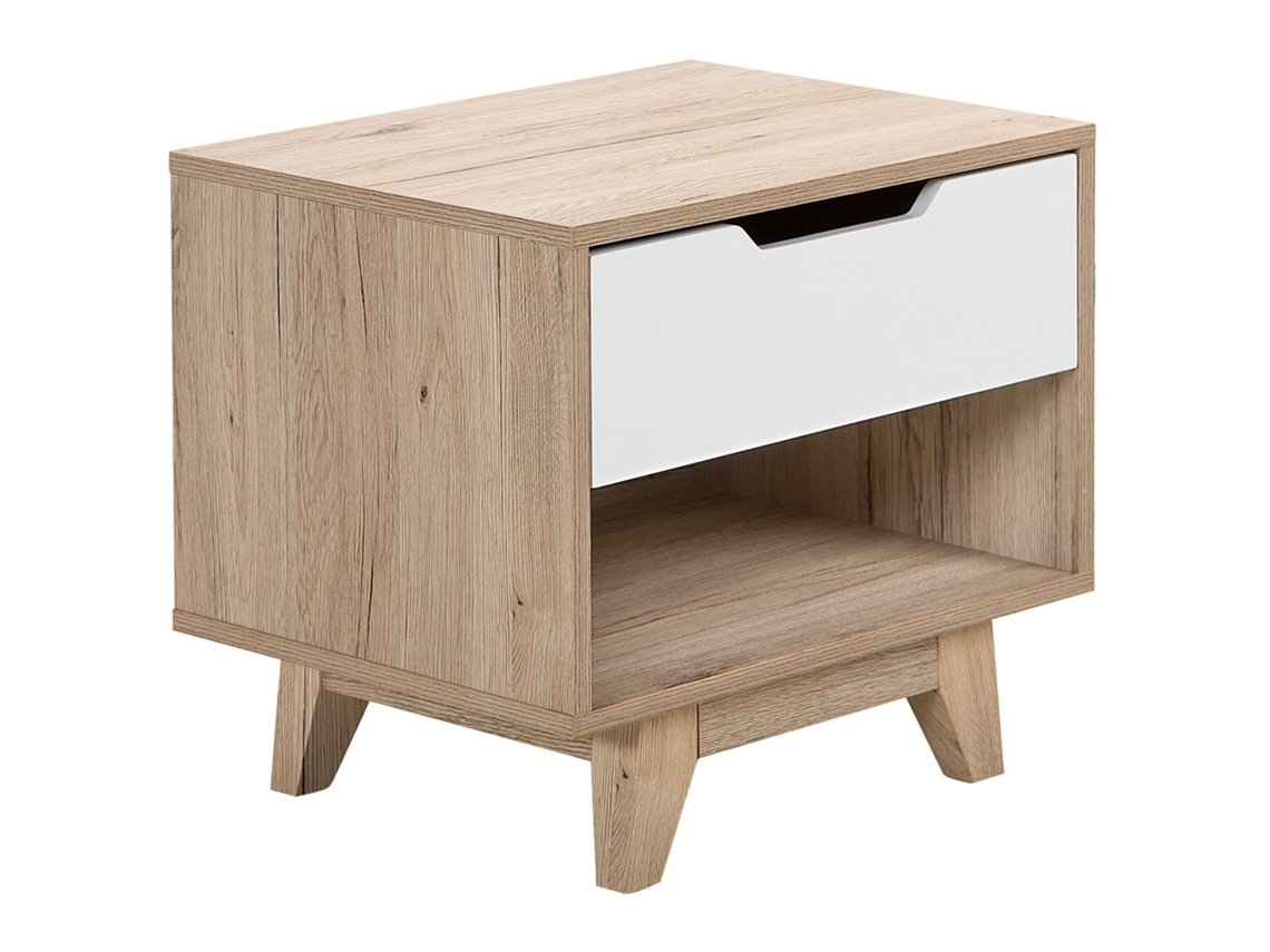 Mesa de noche de 1 cajón BELIANI Spencer de MDF Madera clara 50x40x46