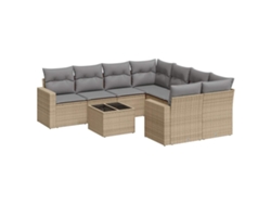 Maison Exclusive - Set De Sofás De Jardín 9 Pzas Con Cojines Ratán Sintético Beige