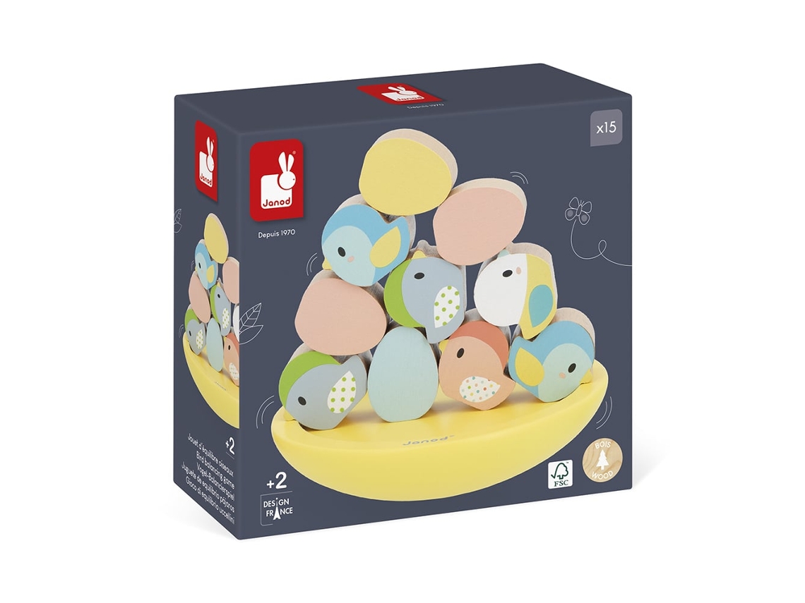 Juego de equilibrio de madera Janod con pájaros y huevos - Juguetes educativos