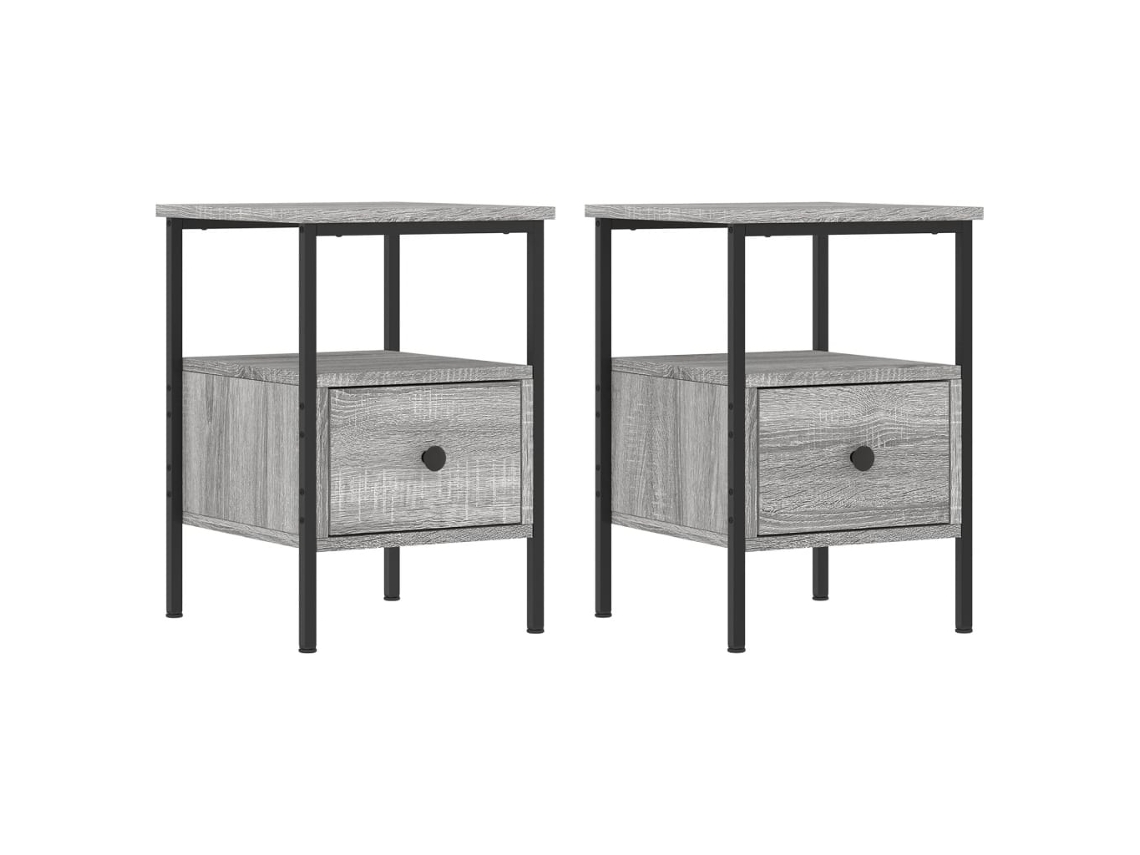 Mesitas de Noche 2Pzs Derivados de Madera Sonoma Gris