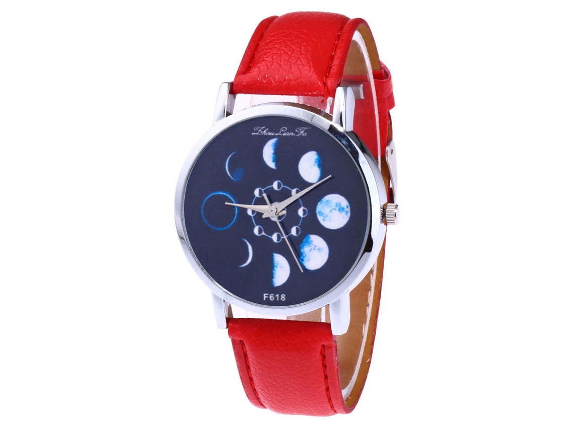 Reloj De Cuarzo Zhoulianfa F618-a Con Correa De Cuero, Moda Deportiva Para Mujer/hombre, Rojo.